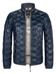 Milestone Lederjacke MS-Aversa Dunkelblau/Blau/Hellblau