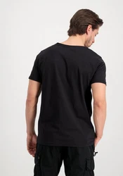Alpha Industries T-Shirt Basic V-Neck Small Logo Schwarz/Dunkelblau/Braun