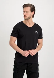 Alpha Industries T-Shirt Basic V-Neck Small Logo Schwarz/Dunkelblau/Braun
