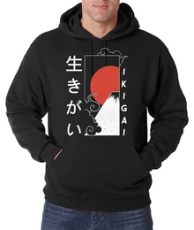 Kapuzenpullover Ikigai Japan Herren Hoodie Pullover mit lustigem Frontprint