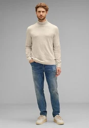 STREET ONE MEN Stehkragenpullover Khaki/Beige/Braun
