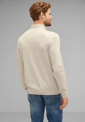 STREET ONE MEN Stehkragenpullover Khaki/Beige/Braun