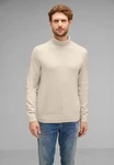 STREET ONE MEN Stehkragenpullover Khaki/Beige/Braun