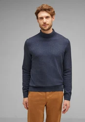 STREET ONE MEN Stehkragenpullover Dunkelblau/Grau/Blau