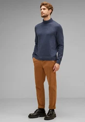 STREET ONE MEN Stehkragenpullover Dunkelblau/Grau/Blau
