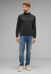 STREET ONE MEN Stehkragenpullover Dunkelgrau/Schwarz/Dunkelblau/Grau