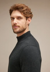 STREET ONE MEN Stehkragenpullover Dunkelgrau/Schwarz/Dunkelblau/Grau
