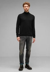 STREET ONE MEN Stehkragenpullover Schwarz