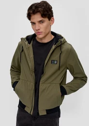 Allwetterjacke Softshelljacke mit Kapuze Label-Patch