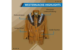 German Wear Trachtenjanker GW960J Westernjacke Reiter Jacke Western-Lederjacke 