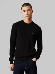 Calvin Klein Jeans Rundhalspullover CK EMBRO BADGE SWEATER Schwarz/Hellblau/Grau