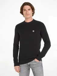 Calvin Klein Jeans Rundhalspullover CK EMBRO BADGE SWEATER Schwarz/Hellblau/Grau