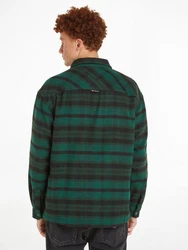 Tommy Jeans Fleecehemd TJM Fleece Lined Check Shirt EXT Grün/Dunkelgrün