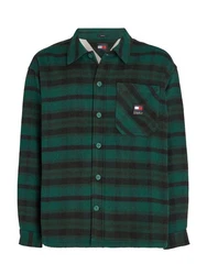Tommy Jeans Fleecehemd TJM Fleece Lined Check Shirt EXT Grün/Dunkelgrün