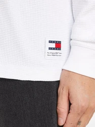 Tommy Jeans Langarmshirt TJM REG LS WAFFLE TEE Weiß/Creme/Grau