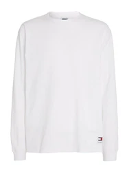 Tommy Jeans Langarmshirt TJM REG LS WAFFLE TEE Weiß/Creme/Grau