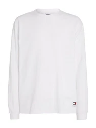 Tommy Jeans Langarmshirt TJM REG LS WAFFLE TEE Weiß/Creme/Grau