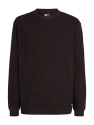 Tommy Jeans Langarmshirt TJM REG LS WAFFLE TEE Schwarz/Dunkelbraun