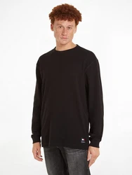 Tommy Jeans Langarmshirt TJM REG LS WAFFLE TEE Schwarz/Dunkelbraun