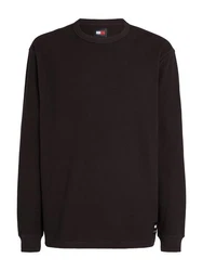 Tommy Jeans Langarmshirt TJM REG LS WAFFLE TEE Schwarz/Dunkelbraun