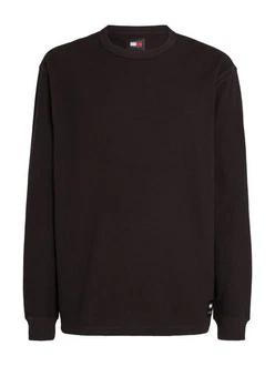 Tommy Jeans Langarmshirt TJM REG LS WAFFLE TEE Schwarz/Dunkelbraun