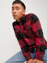 Jack & Jones Langarmhemd JJEDARREN Dunkelrot/Rot