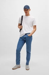 BOSS ORANGE T-Shirt Tegood mit Rundhalsausschnitt Weiß/Grau/Creme/Khaki