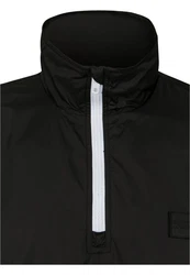 URBAN CLASSICS Herren Stand Up Collar Pull Over Jacket (1-St) Schwarz/Weiß/Dunkelgrau