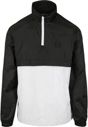 URBAN CLASSICS Herren Stand Up Collar Pull Over Jacket (1-St) Schwarz/Weiß/Dunkelgrau