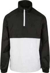 URBAN CLASSICS Herren Stand Up Collar Pull Over Jacket (1-St) Schwarz/Weiß/Dunkelgrau