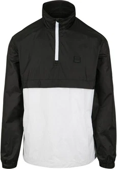 URBAN CLASSICS Herren Stand Up Collar Pull Over Jacket (1-St) Schwarz/Weiß/Dunkelgrau