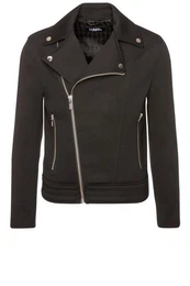 Lederjacke mit asymmetrischem Verschluss (1-St)