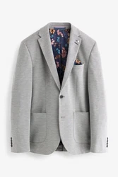 Next Sakko Slim Fit aus strukturiertem Jersey Grau/Hellgrau