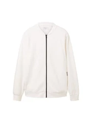 TOM TAILOR Denim Sweatjacke Bomber Weiß/Beige
