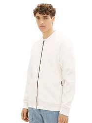 TOM TAILOR Denim Sweatjacke Bomber Weiß/Beige
