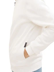 TOM TAILOR Denim Sweatjacke Bomber Weiß/Beige