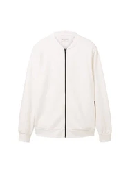 TOM TAILOR Denim Sweatjacke Bomber Weiß/Beige