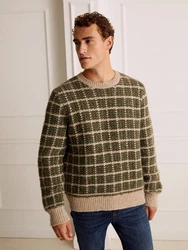 Guido Maria Kretschmer Men Strickpullover Elijah Dunkelgrün/Grau/Creme