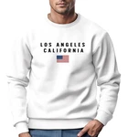 Neverless Sweatshirt Herren Bedruckt Schriftzug California Los Angeles USA Weiß/Rot