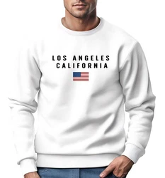 Neverless Sweatshirt Herren Bedruckt Schriftzug California Los Angeles USA Weiß/Rot