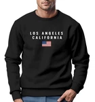 Neverless Sweatshirt Herren Bedruckt Schriftzug California Los Angeles USA Rot/Schwarz/Gold
