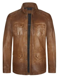 Lederjacke MS-Jose lngere Herren Fieldjacket aus Lammnappa Leder
