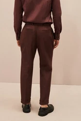 Next Anzughose Relaxed Fit Anzughose Braun/Dunkelbraun/Dunkelrot