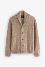 Strickjacke Gedrehte Strickjacke mit Schalkragen (1-tlg)