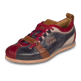 Herren Sneaker Leder blau/rot/braun (TIFO-017 rosso navy stonewashed) Sneaker Handgefertigt in Italien