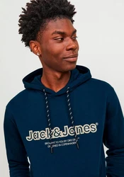 Jack & Jones Sweatshirt JORLAKEWOOD SWEAT HOOD BF LN Dunkelblau/Blau