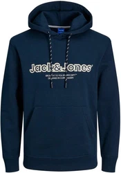 Jack & Jones Sweatshirt JORLAKEWOOD SWEAT HOOD BF LN Dunkelblau/Blau