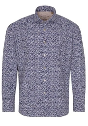 Klassische Bluse REGULAR FIT UPCYCLING Langarm Hemd floral blau-weiss 2431-18-VS