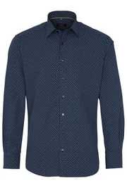 Klassische Bluse MODERN FIT Langarm Hemd blau gepunktet 3708-19-X18P