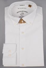 Klassische Bluse MODERN FIT UPCYCLING SHIRT Langarm Hemd wei 2411-02-VS74